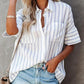 Striped Button Front Pocket Design Shirt