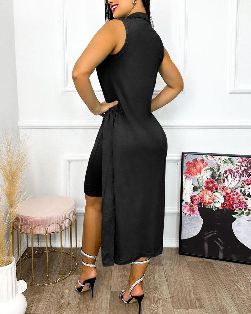 Slit Asymmetrical Sleeveless Casual Dress