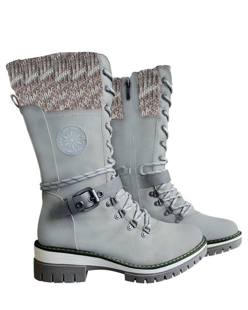 Eyelet Lace up Buckled Martin Boots