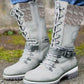 Eyelet Lace up Buckled Martin Boots