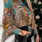 Cheetah Baroque Print Puff Lantern Sleeve Shirt