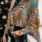 Cheetah Baroque Print Puff Lantern Sleeve Shirt
