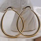 1Pair Oval Shaped Hollow Hoop Earrings