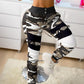 Buttoned Camouflage Print Buckle Cargo Pants