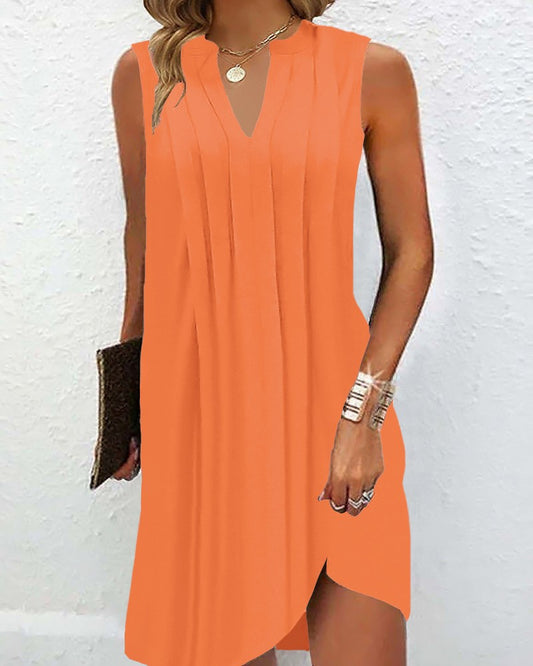 Notch Neck Ruched Casual Dress