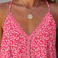 Pink Ditsy Floral Print Hollow Out Lace Trim Halter Top