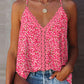 Pink Ditsy Floral Print Hollow Out Lace Trim Halter Top