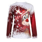 Christmas Tree Snowflake Elk Print Long Sleeve Top