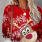 Christmas Tree Snowflake Elk Print Long Sleeve Top