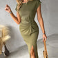 Twisted Ruched Slit Casual Dress