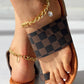 Plaid Pattern Toe Post Casual Slippers