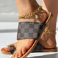 Plaid Pattern Toe Post Casual Slippers