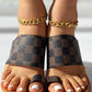 Plaid Pattern Toe Post Casual Slippers