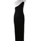 Colorblock One Shoulder Split Evening Dress