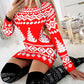 Christmas Fair Isle Pattern Print Long Sleeve Bodycon Dress