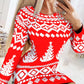 Christmas Fair Isle Pattern Print Long Sleeve Bodycon Dress