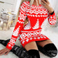 Christmas Fair Isle Pattern Print Long Sleeve Bodycon Dress