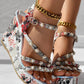 Floral Pearls Decor Platform Ankle Strap Wedge Sandals
