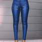 Zipper Design High Waist PU Leather Skinny Pants