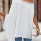 Cold Shoulder Lace Trim Asymmetrical Top
