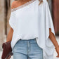 Cold Shoulder Lace Trim Asymmetrical Top