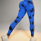 Tie Dye Print Ladder Cutout Sports Yoga Leggings