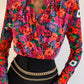 Padded Shoulder Long Sleeve Floral Print Bodysuit