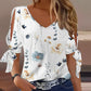 Floral Print Split Sleeve Casual Blouse