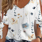 Floral Print Split Sleeve Casual Blouse