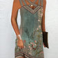 Floral Tribal Print Crisscross Sleeveless Casual Dress