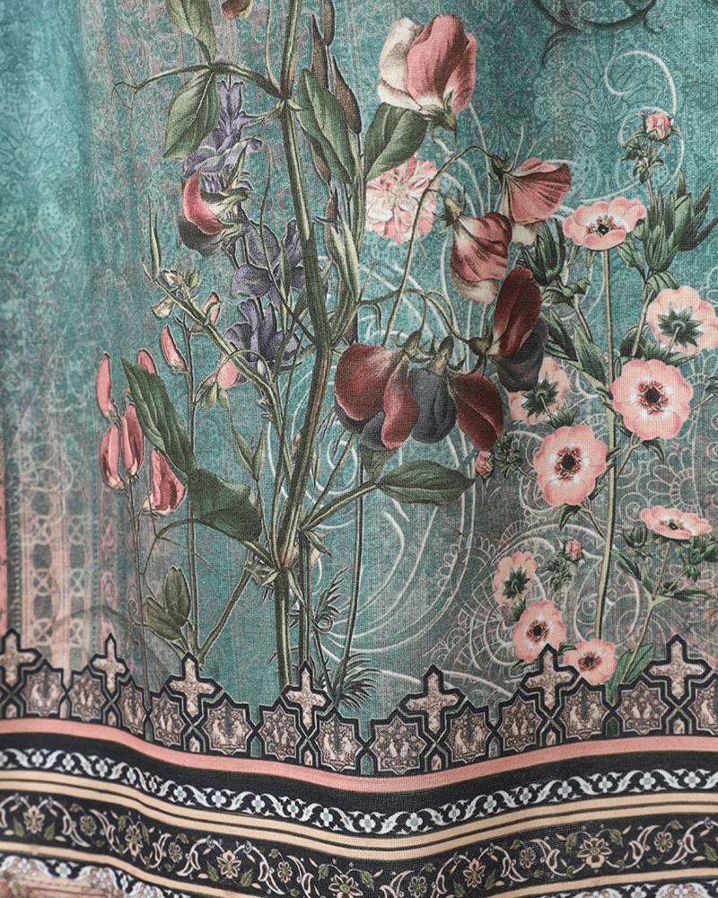 Floral Tribal Print Crisscross Sleeveless Casual Dress