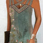 Floral Tribal Print Crisscross Sleeveless Casual Dress