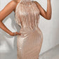 Tassel Design Sleeveless Sequin Party Dress
