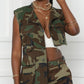 Camouflage Print Pocket Design Asymmetrical Top