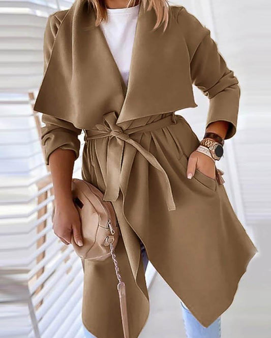 Solid Pocket Design Long Sleeve Casual Cardigan