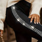 Rhinestone Decor Split Hem High Waist Pants