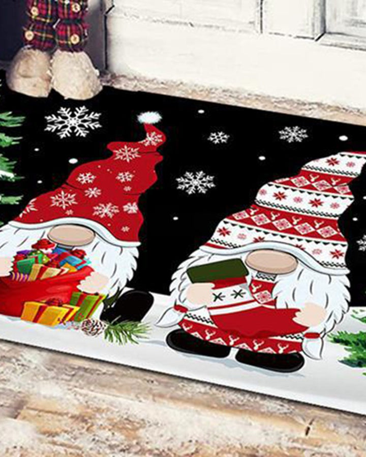 Merry Christmas Santa Claus Plaid Welcome Home Front Door Decorations Christmas Decor Door Mat Anti Slip Bottom Indoor Outdoor Carpet