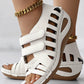 Peep Toe Velcro Hollow Wedge Sandals