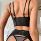 Contrast Fishnet PU Leather Garter Lingerie Set
