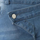 Buttoned Ripped Pocket Design Denim Shorts