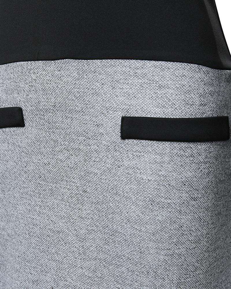 Colorblock Long Sleeve Casual Dress