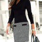 Colorblock Long Sleeve Casual Dress