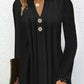 Notch Neck Buttoned Lace Trim Ruched Casual Dress