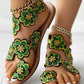 Floral Pattern Toe Ring Beach Sandals