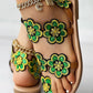 Floral Pattern Toe Ring Beach Sandals