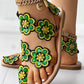 Floral Pattern Toe Ring Beach Sandals