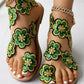 Floral Pattern Toe Ring Beach Sandals