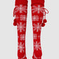 1Pair Christmas Snowflake Pom Pom Knee Length Socks