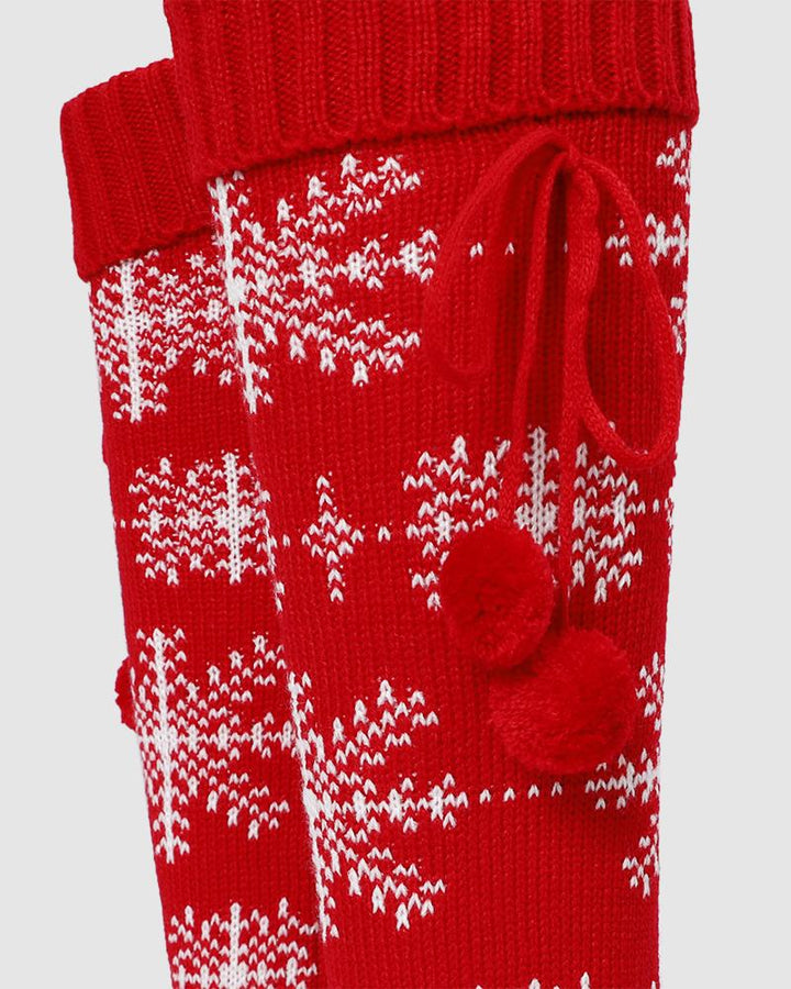 1Pair Christmas Snowflake Pom Pom Knee Length Socks