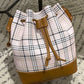 Plaid Print Drawstring Bucket Bag